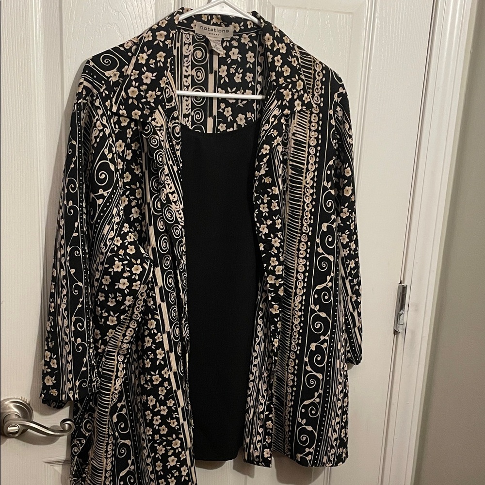 Notations Black and Gold Patterned Blouse
